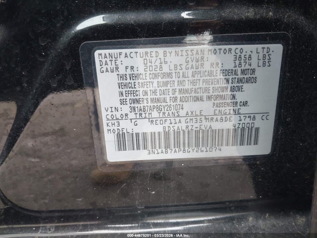 Nissan SENTRA SR 2016 3N1AB7AP8GY261074 Image 9