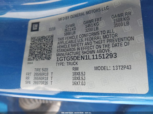 1GTG5DEN1L1151293 GMC Canyon 2wd Short Box Slt