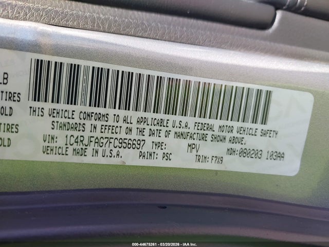 1C4RJFAG7FC956697 Jeep Grand Cherokee Laredo