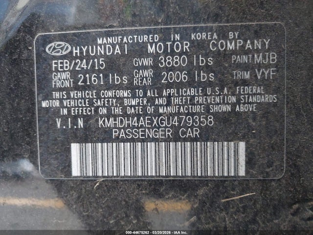 Hyundai ELANTRA SE 2016 KMHDH4AEXGU479358 Image 9