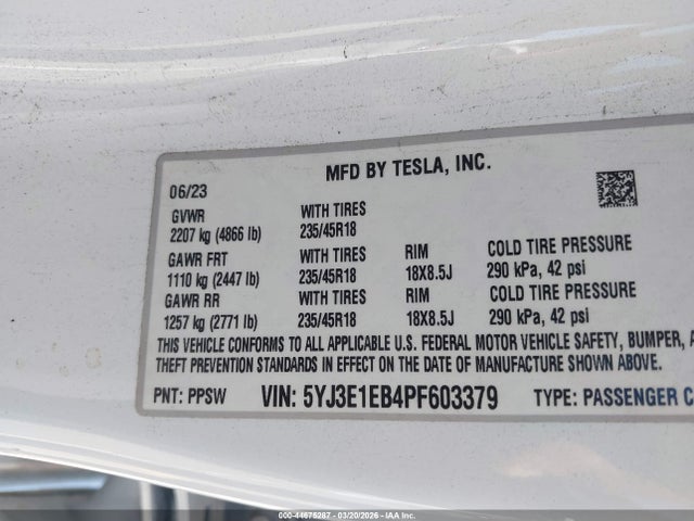2023 TESLA MODEL 3 5YJ3E1EB4PF603379 Photo 8