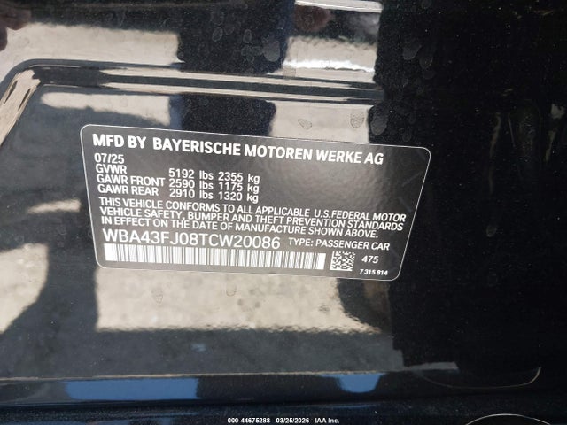 BMW 530I 2026 WBA43FJ08TCW20086 Image 9