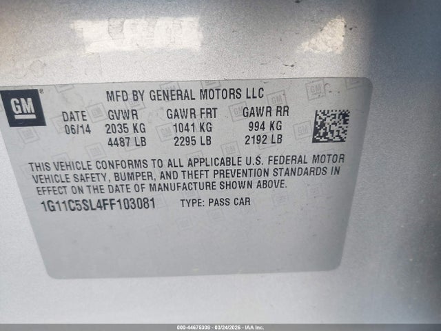 1G11C5SL4FF103081 Chevrolet MALIBU 1LT