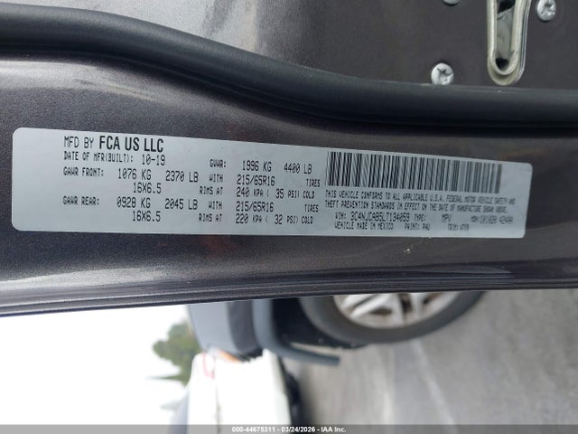 44675311 :رقم المزاد ، 3C4NJCAB5LT134059 vin ، 2020 Jeep Compass Sport Fwd مزاد بيع