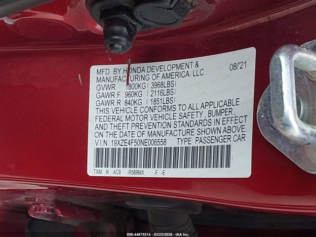 Продажа на аукционе авто 2022 Honda Insight Ex, vin: 19XZE4F50NE006558, номер лота: 44675314