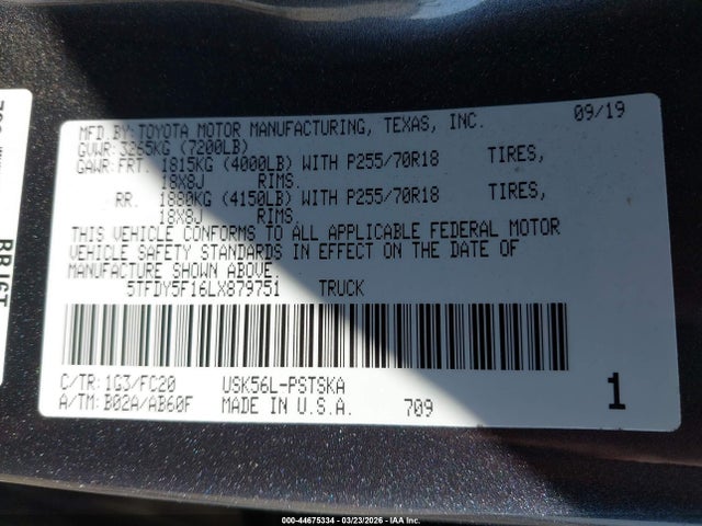 5TFDY5F16LX879751 Toyota Tundra Sr5