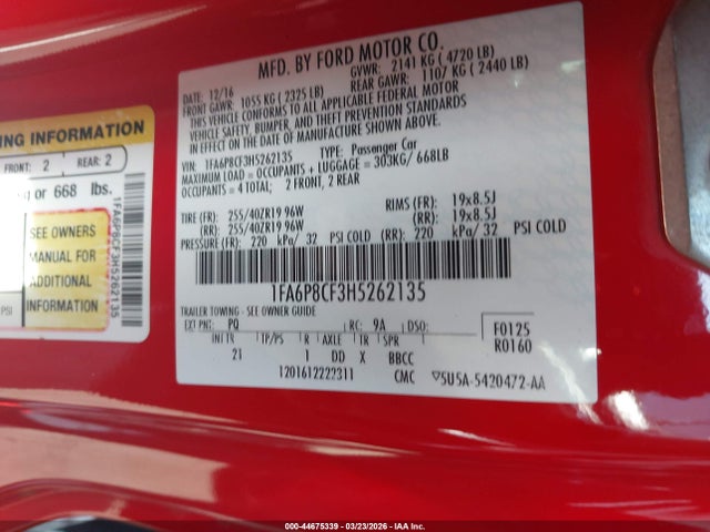 Ford Mustang Gt/gt Premium 2017 1FA6P8CF3H5262135 Image 9