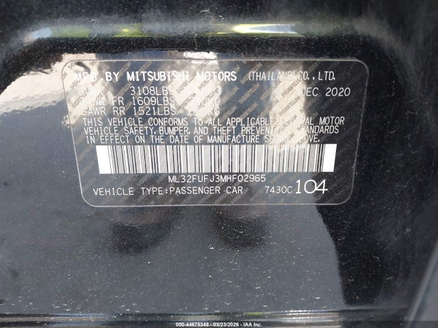 Продаж на аукціоні авто 2021 Mitsubishi Mirage G4 Carbonite Edition/es/le, vin: ML32FUFJ3MHF02965, номер лоту: 44675348