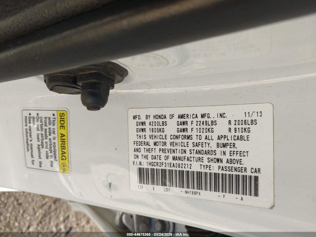 Honda ACCORD LX 2014 1HGCR2F31EA082212 Image 9