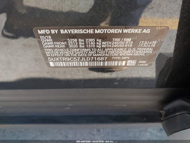 5UXTR9C57JLD71687 BMW X3 Xdrive30i