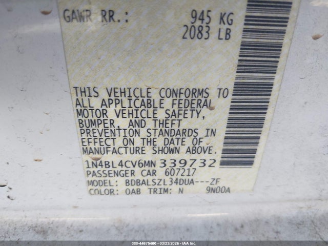 Nissan Altima Sr Fwd 2021 1N4BL4CV6MN339732 Image 9