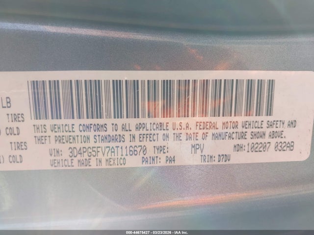 Продаж на аукціоні авто 2010 Dodge Journey Sxt, vin: 3D4PG5FV7AT116670, номер лоту: 44675427