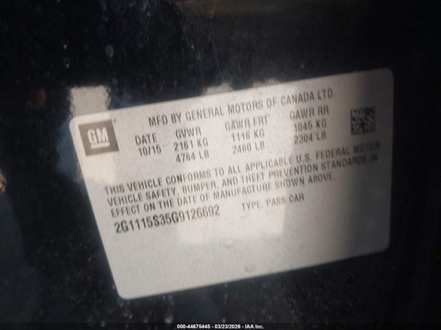 2G1115S35G9126692 Chevrolet Impala 2lt