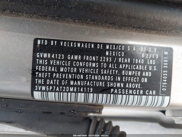 2013 Volkswagen Beetle 2.5l მანქანა იყიდება აუქციონზე, vin: 3VW5P7AT2DM814119, აუქციონის ნომერი: 44675456