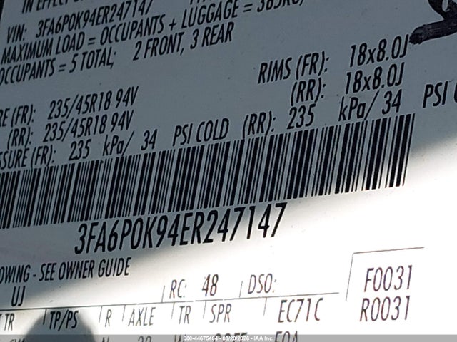 Ford Fusion Titanium 2014 3FA6P0K94ER247147 Image 9