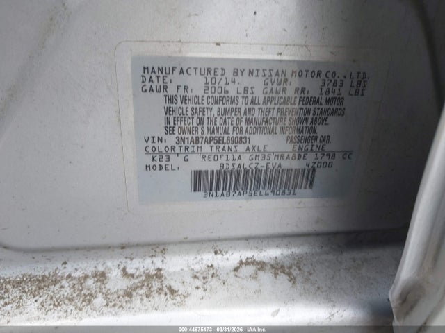 Nissan SENTRA S 2014 3N1AB7AP5EL690831 Image 9