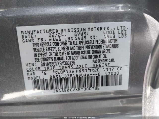 3N1AB8CVXRY300736 Nissan Sentra Sv Xtronic Cvt