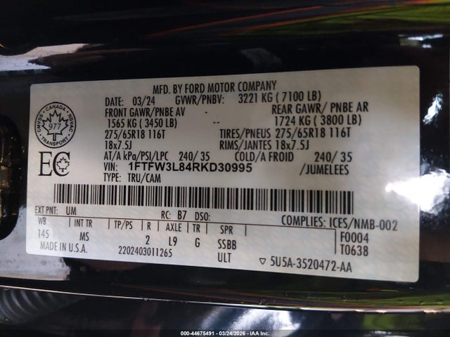 Ford F-150 Xlt 2024 1FTFW3L84RKD30995 Image 9