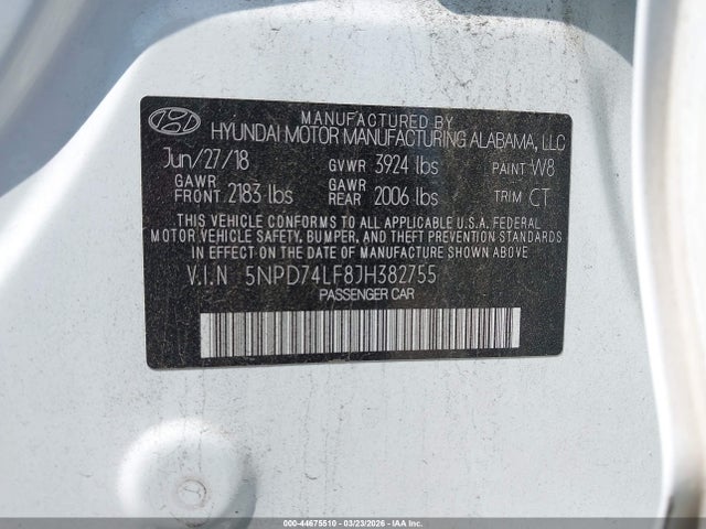 Hyundai ELANTRA SE 2018 5NPD74LF8JH382755 Image 9