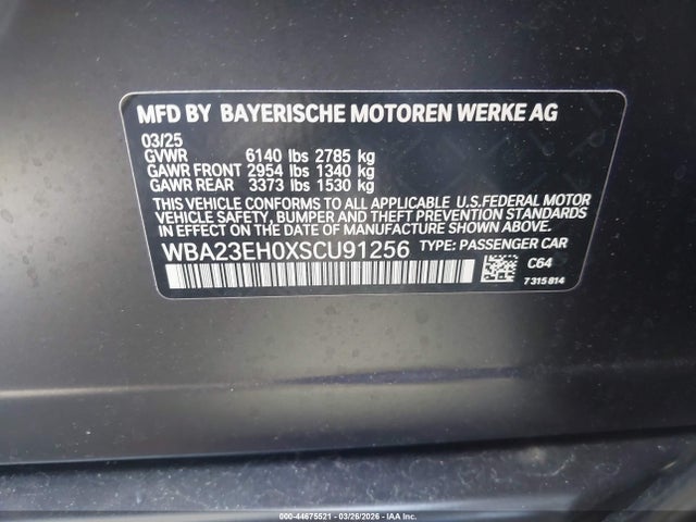 WBA23EH0XSCU91256 BMW 740I