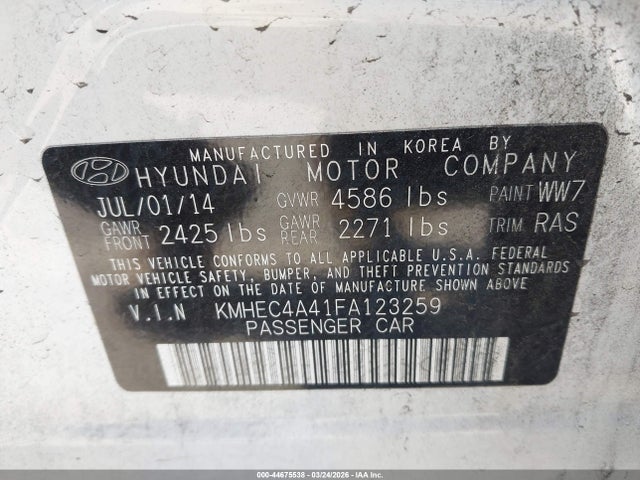 Hyundai Sonata Hybrid Limited 2015 KMHEC4A41FA123259 Image 9