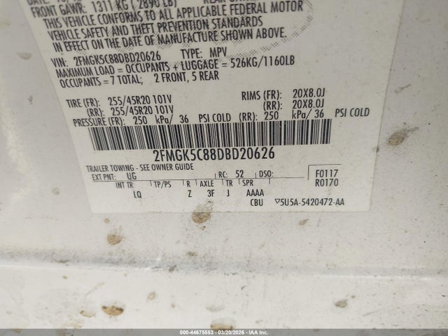 2013 FORD FLEX 2FMGK5C88DBD20626 Photo 8