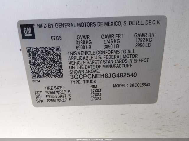 3GCPCNEH8JG482540 Chevrolet Silverado 1500 Wt