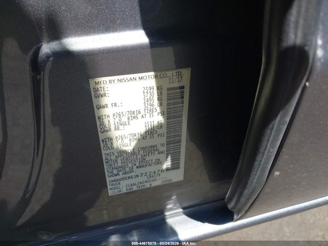 1N6AD0ER6JN722476 Nissan Frontier Sv