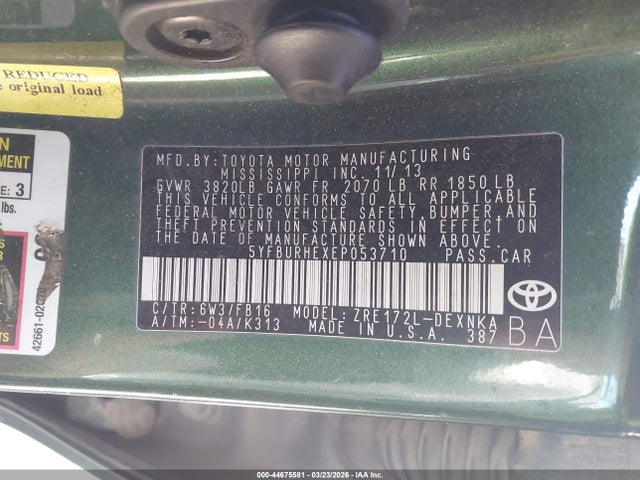 2014 TOYOTA COROLLA 5YFBURHEXEP053710 Photo 8