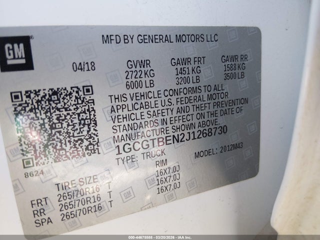 1GCGTBEN2J1268730 Chevrolet Colorado Wt