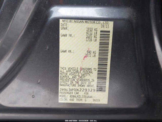 1N4AL3AP5EN229329 Nissan Altima 2.5 S