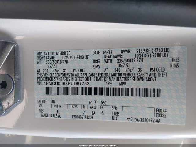 Ford Escape Titanium 2014 1FMCU0J93EUD87752 Image 9