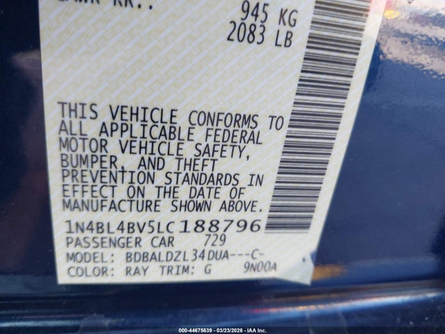 1N4BL4BV5LC188796 Nissan Altima S Fwd