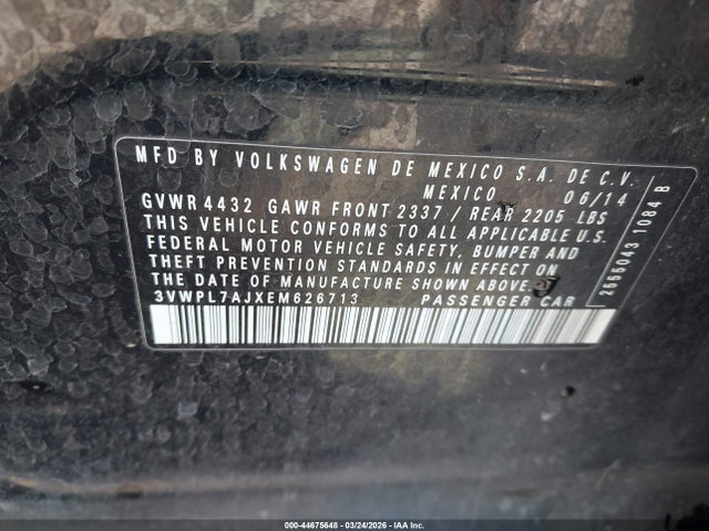 3VWPL7AJXEM626713 Volkswagen Jetta Sportwagen 2.0l Tdi