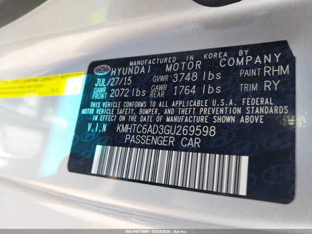 Hyundai Veloster 2016 KMHTC6AD3GU269598 Image 9
