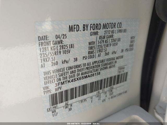 3FMTK4SX6SMA08138 Ford Mustang Mach-e Gt