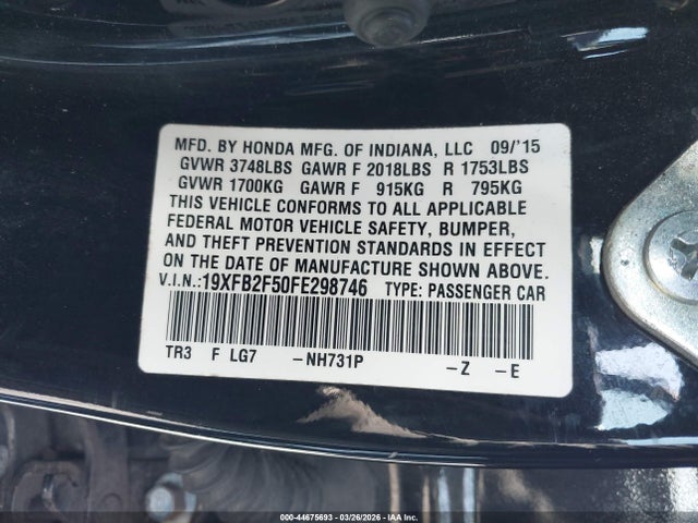 19XFB2F50FE298746 Honda Civic Lx