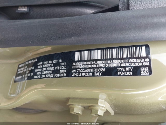 Aukcja sprzedaży 2015 Jeep Renegade Limited, vin: ZACCJADT9FPB33556, numer aukcji: 44675730