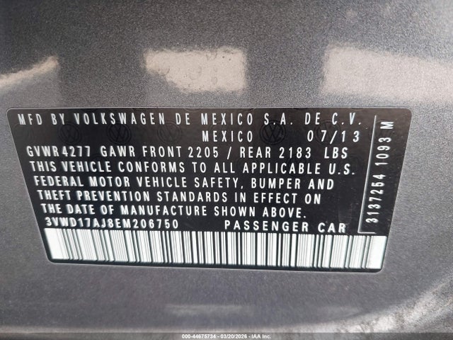 3VWD17AJ8EM206750 Volkswagen Jetta 1.8t Se