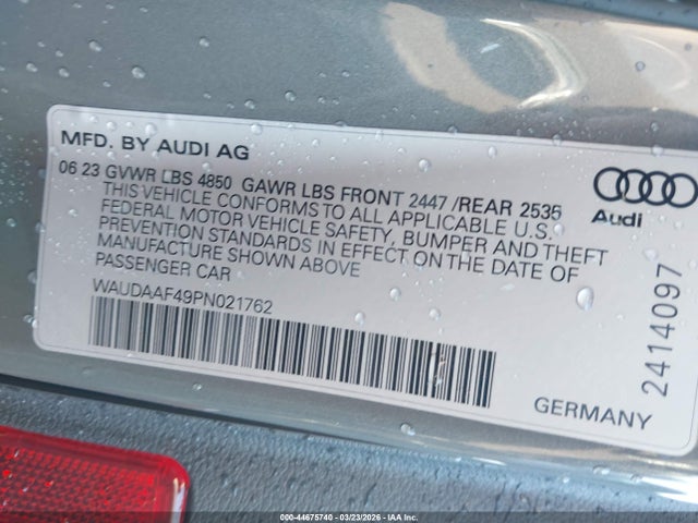 2023 Audi A4 Premium 45 Tfsi S Line Quattro S Tronic მანქანა იყიდება აუქციონზე, vin: WAUDAAF49PN021762, აუქციონის ნომერი: 44675740