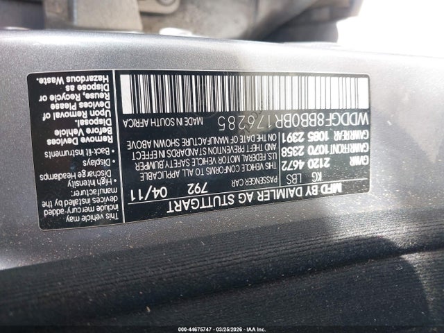 44675747 :رقم المزاد ، WDDGF8BB0BR176285 vin ، 2011 Mercedes-benz C 300 Luxury 4matic/sport 4matic مزاد بيع