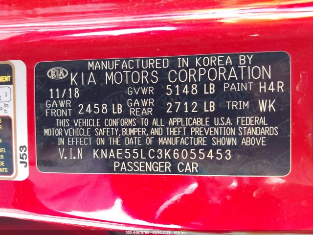 Продажа на аукционе авто 2019 Kia Stinger Gt2, vin: KNAE55LC3K6055453, номер лота: 44675765