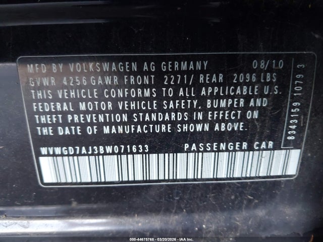2011 VOLKSWAGEN GTI WVWGD7AJ3BW071633 Photo 8