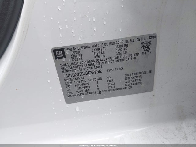 3GTU2NEC0GG251182 GMC Sierra 1500 Slt