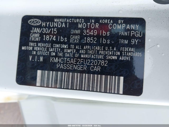 Продаж на аукціоні авто 2015 Hyundai Accent Gs, vin: KMHCT5AE2FU220782, номер лоту: 44675785