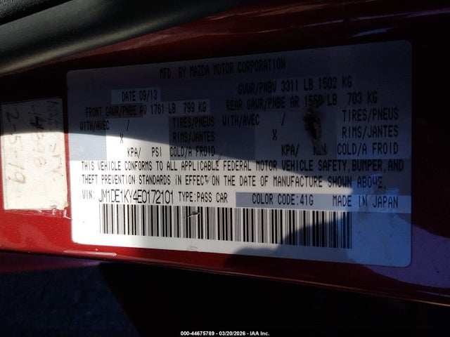 Aukcja sprzedaży 2014 Mazda Mazda2 Sport, vin: JM1DE1KY4E0172101, numer aukcji: 44675789