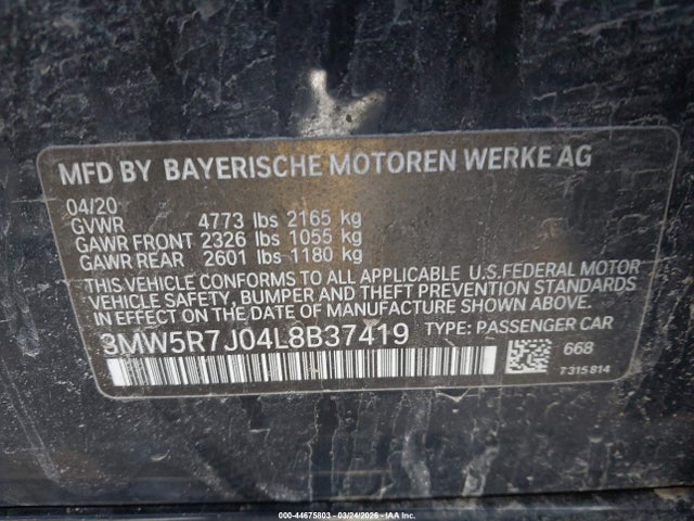 Продаж на аукціоні авто 2020 Bmw 330i Xdrive, vin: 3MW5R7J04L8B37419, номер лоту: 44675803