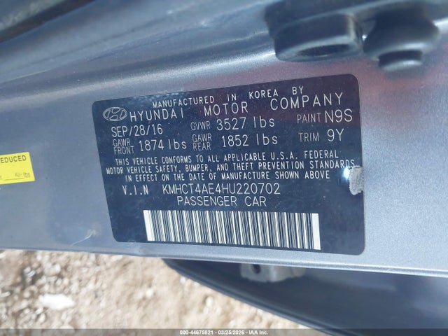 Hyundai ACCENT SE 2017 KMHCT4AE4HU220702 Image 9