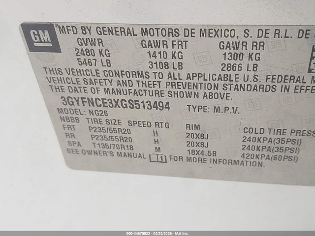 2016 CADILLAC SRX 3GYFNCE3XGS513494 Photo 8