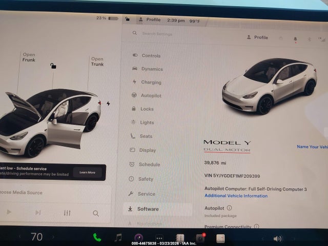 44675838 :رقم المزاد ، 5YJYGDEF1MF209399 vin ، 2021 Tesla Model Y Performance Dual Motor All-wheel Drive مزاد بيع